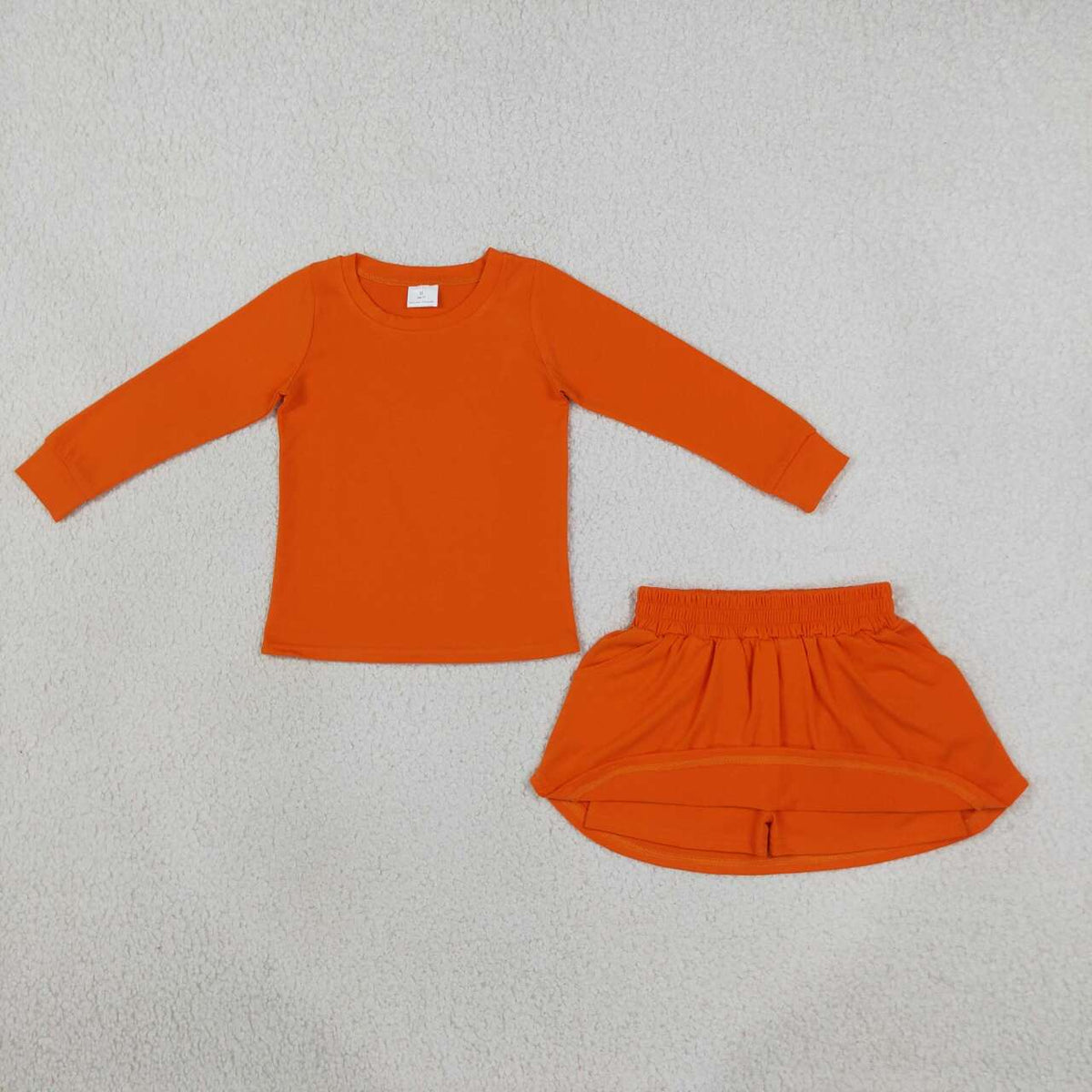 Dusty orange long sleeve top matching shorts girls set outfit