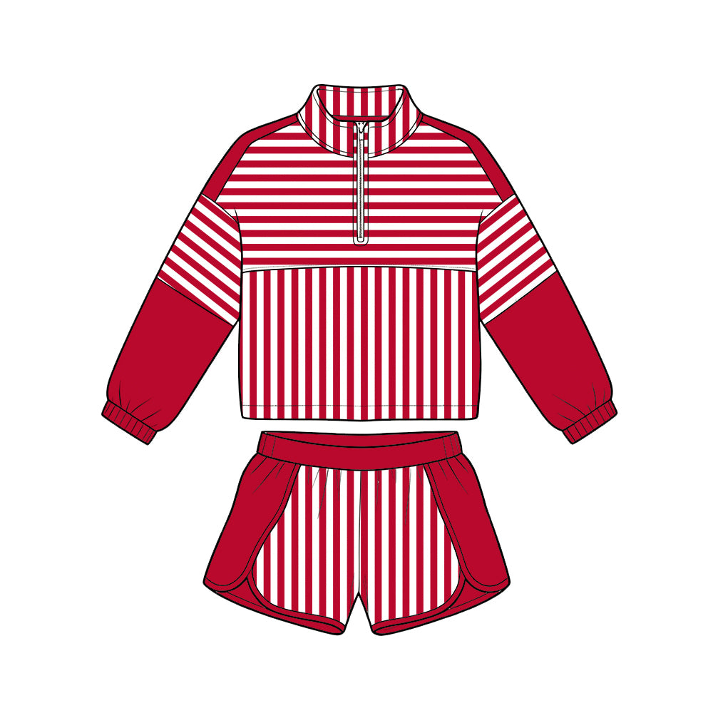 Baby girl custom design long sleeve pullover top matching shorts outfit