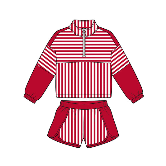 Baby girl custom design long sleeve pullover top matching shorts outfit