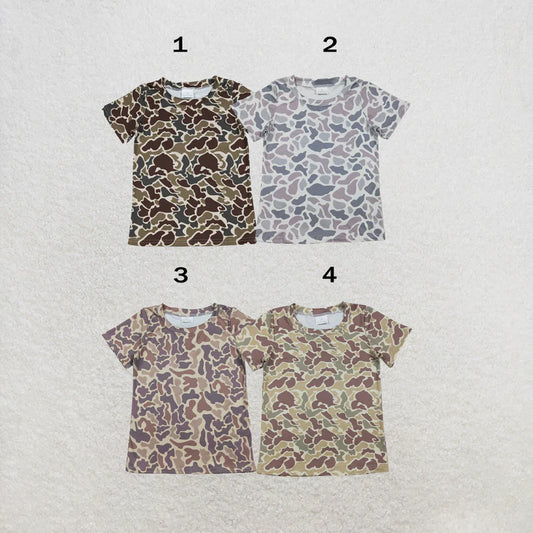 Light grey camo design kids boy short sleeve top