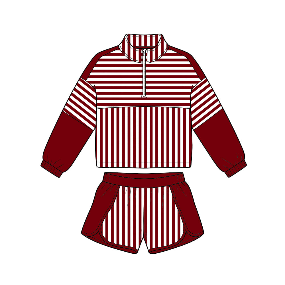 Baby girl custom design long sleeve pullover top matching shorts outfit