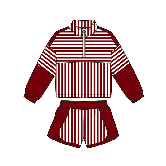 Baby girl custom design long sleeve pullover top matching shorts outfit