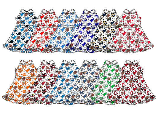 Toddle girls wholesale custom team design Baby Girls Strap Stars Bows Yoga Ruffle Knee Length Dresses Activity Wear Cute Kids Clothing