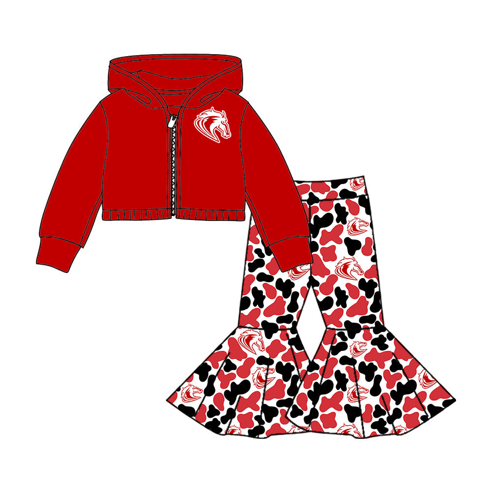 Girls long sleeve zip top matching pants custom team outfit