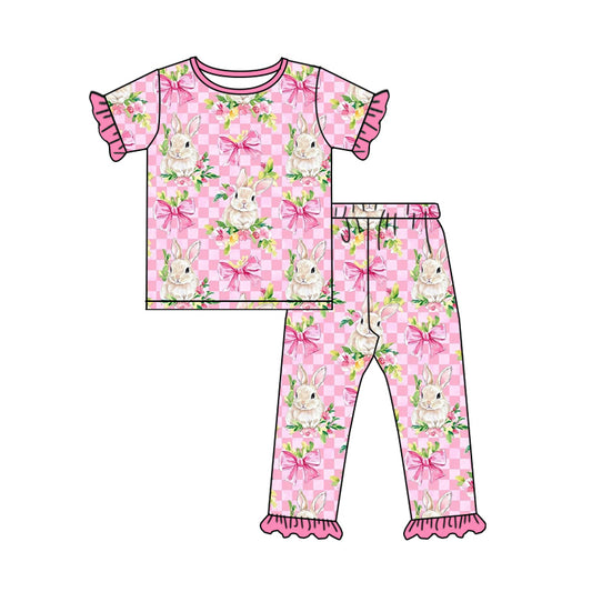 Easter bunny floral design kids pajama set wholesal factory price