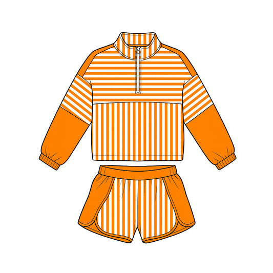 Baby girl custom design long sleeve pullover top matching shorts outfit
