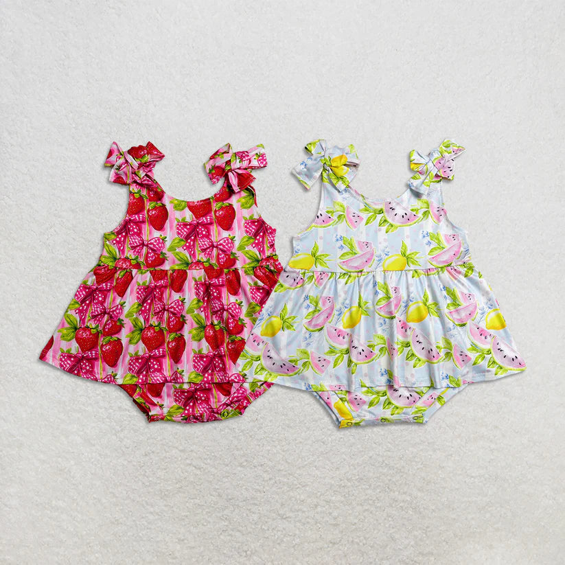Strawberry print toodle girl summer romper