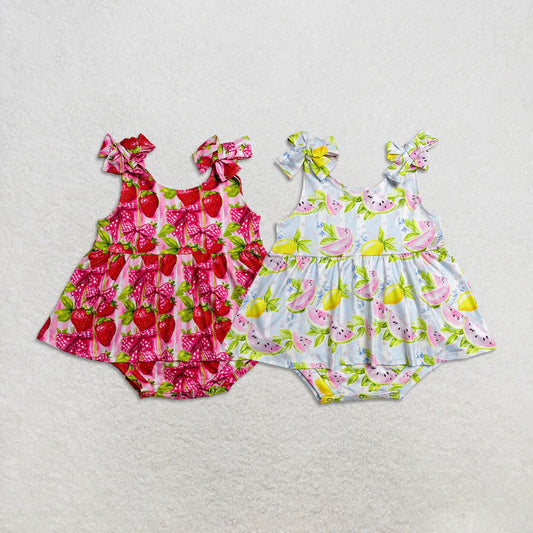 Strawberry print toodle girl summer romper