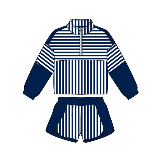 Baby girl custom design long sleeve pullover top matching shorts outfit