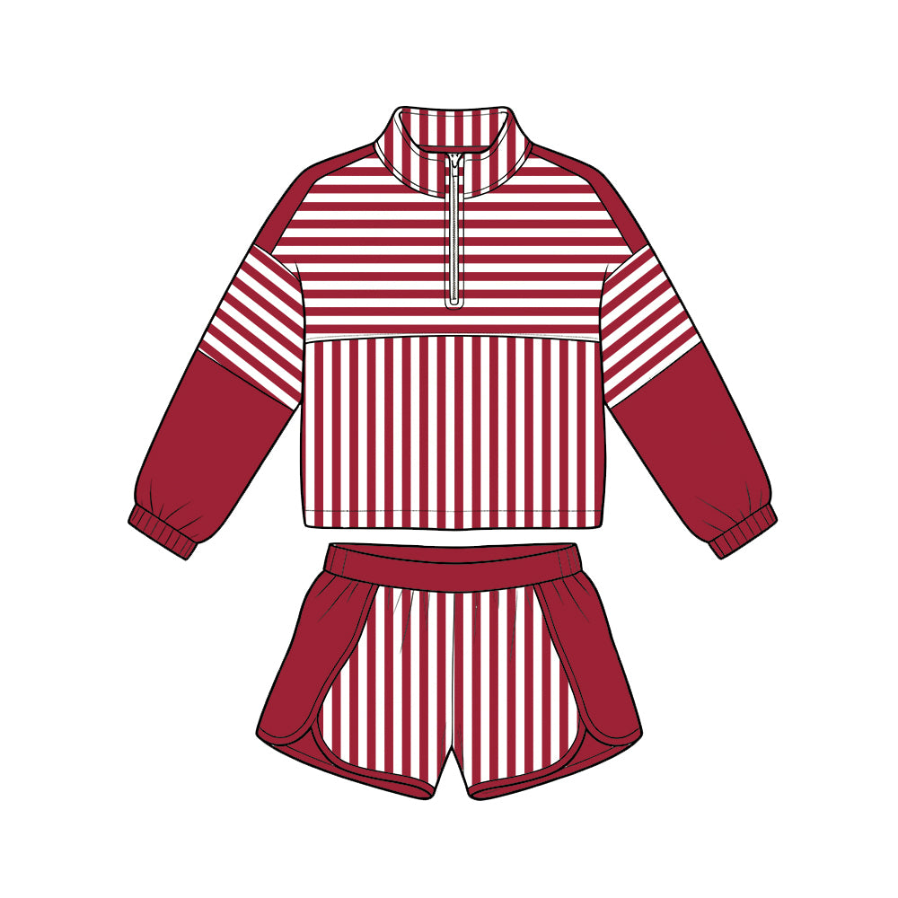 Baby girl custom design long sleeve pullover top matching shorts outfit