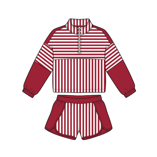 Baby girl custom design long sleeve pullover top matching shorts outfit