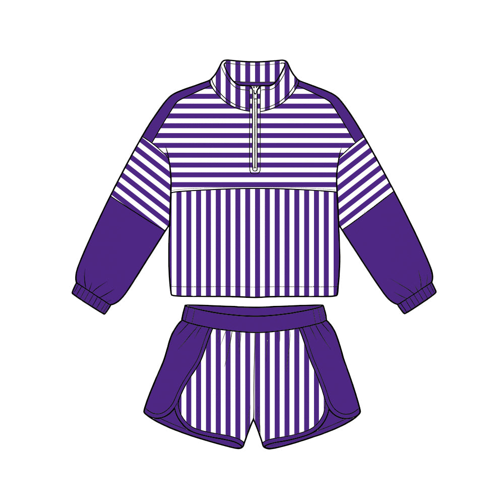 Baby girl custom design long sleeve pullover top matching shorts outfit