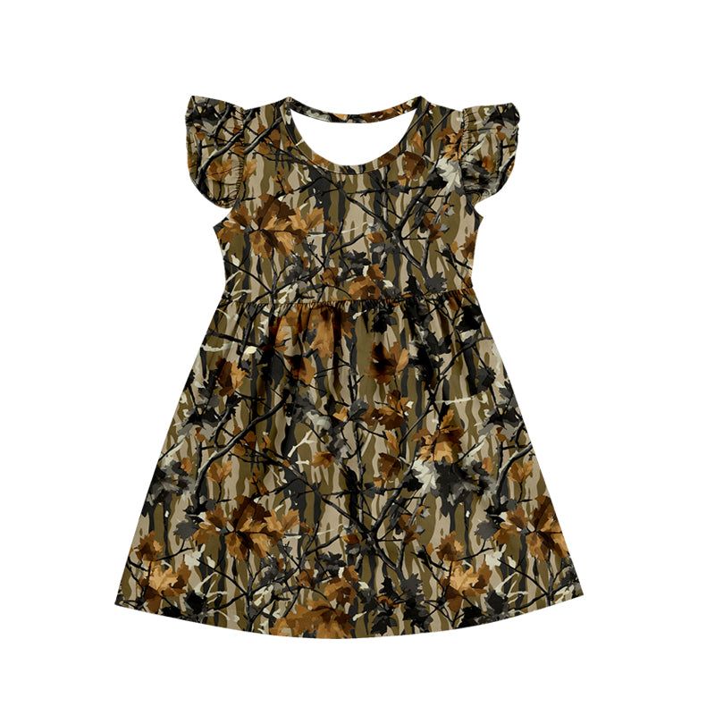 wholesale kids clothes flutter sleeve camo design dress