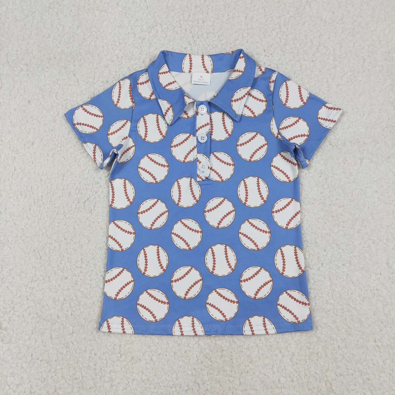 Baseball design boy short sleeve polo shirt