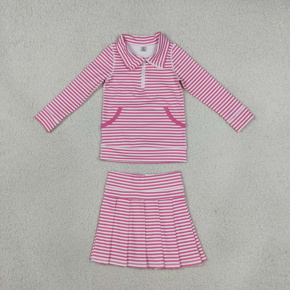 Pink stripes yoga pullover top matching skorts girls outfit