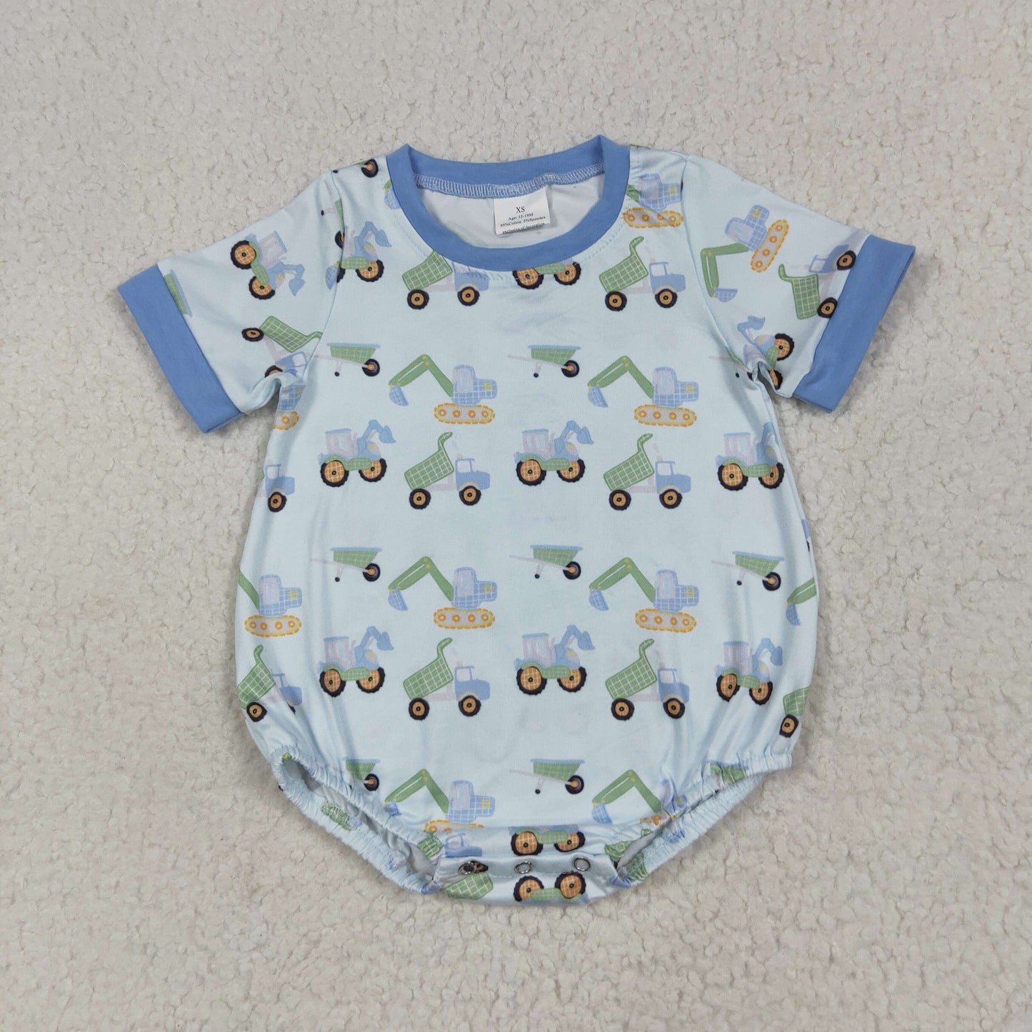 Toddle baby boy short sleeve construction romper