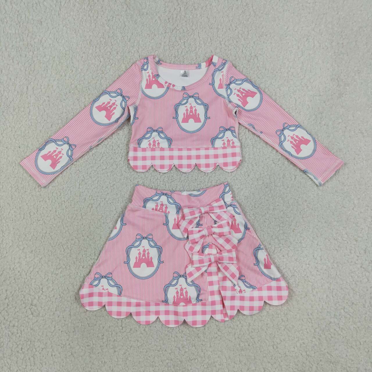 Pink castle long sleeve top matching skirts girls  yoga outfit