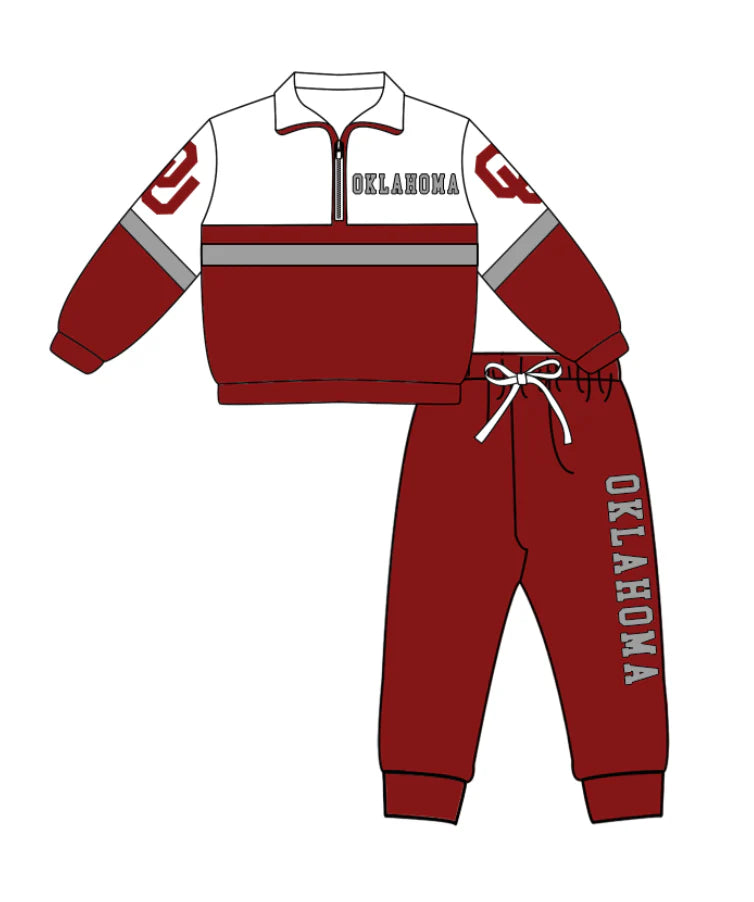 Kids long sleeve team pullover top matching pants outfit wholesal factory price