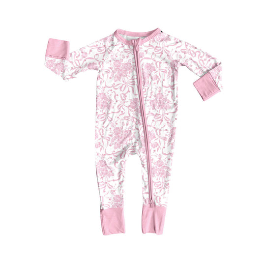 toddle baby pink bow zip romper wholesale factory price