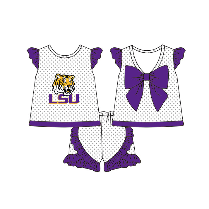 Custom team top matching shorts girl summer outfit