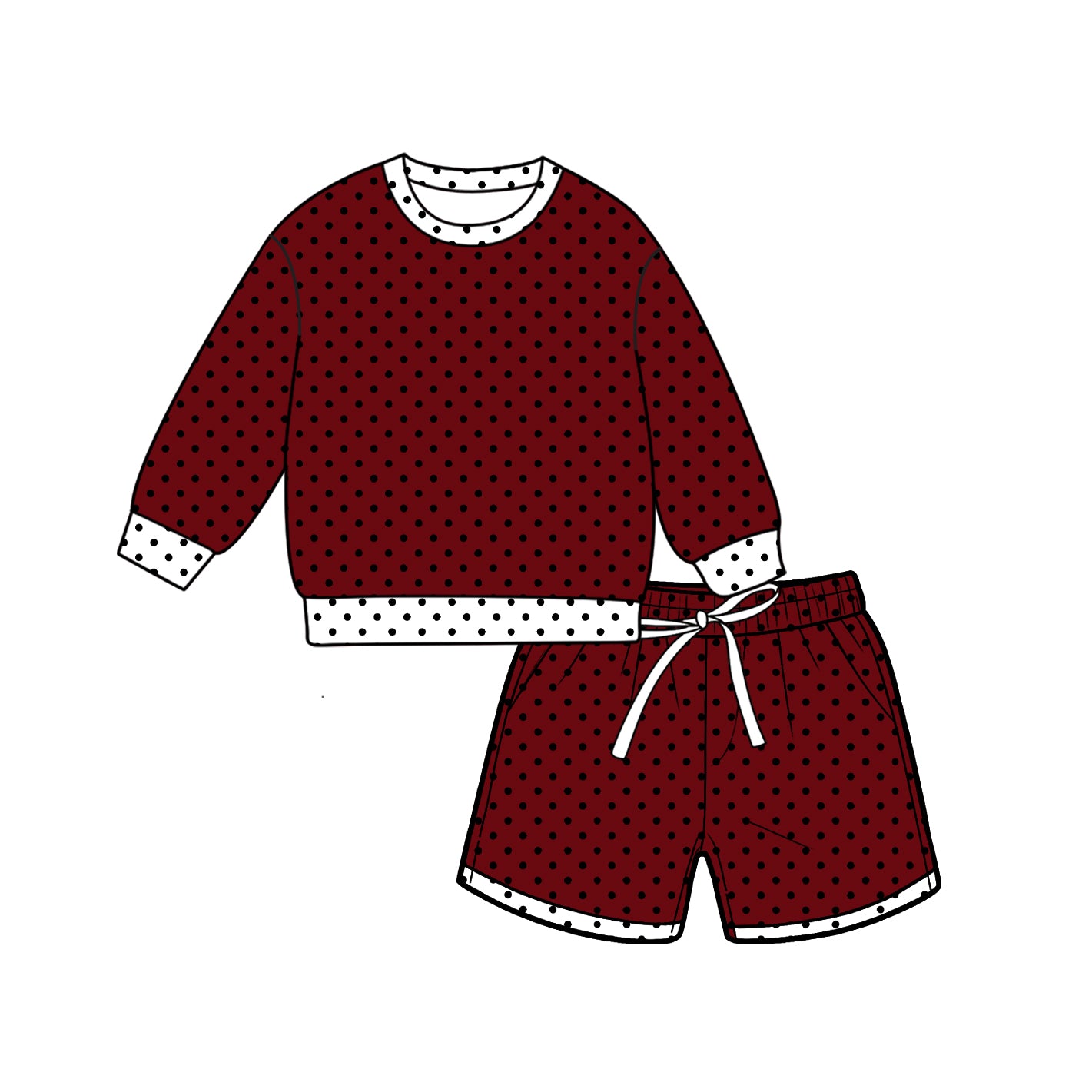 Custom design polka dots top matching shorts girl summer outfit wholesale factory price