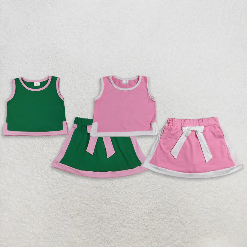 Pink tank top matching shorts girl summer outfit