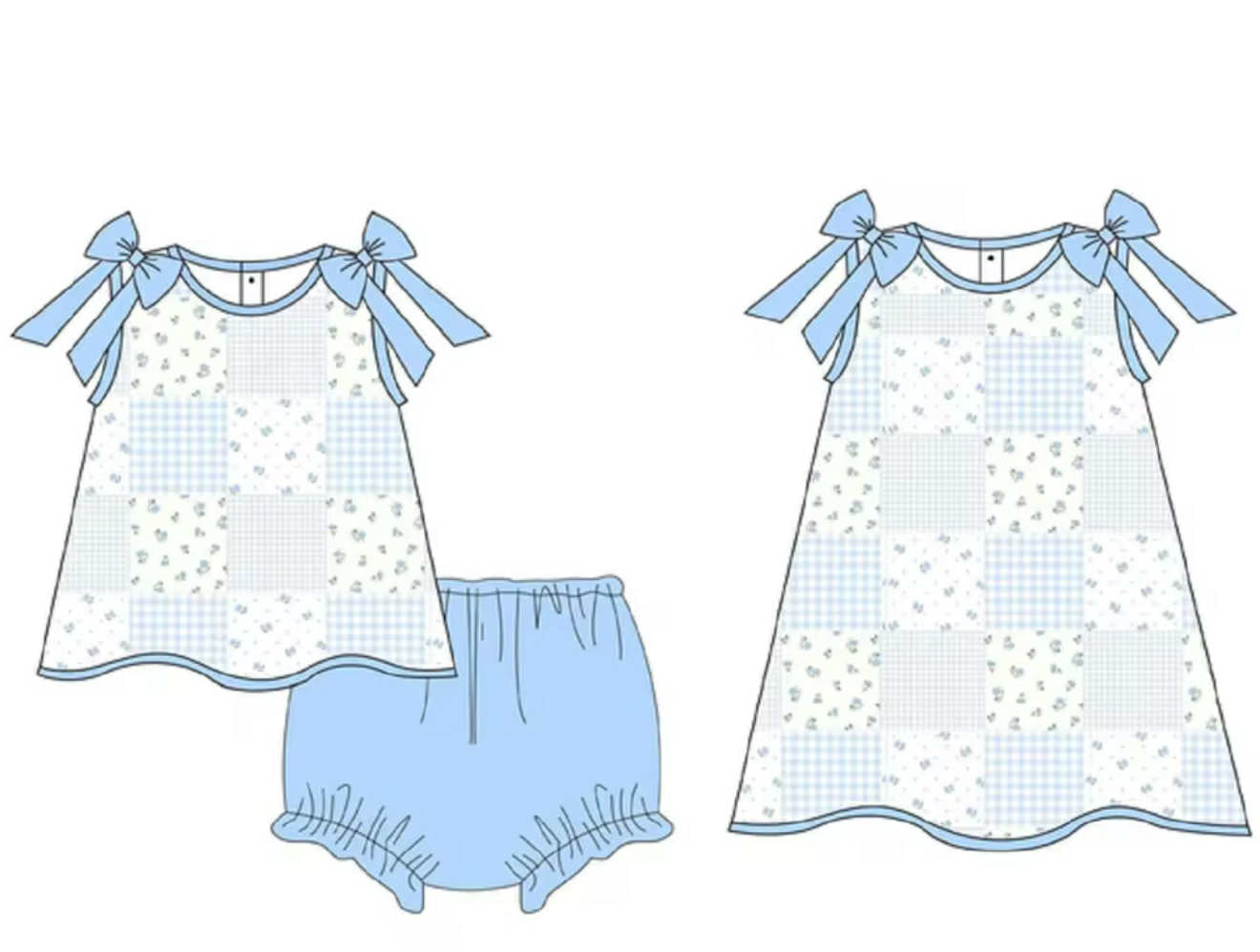 Toddle kids girls blue  floral design matching outfit