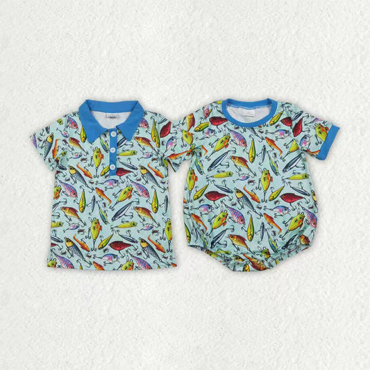 Fishing design sister brother matching clothes