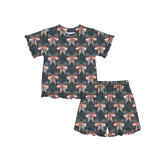 July 4th top matching shorts kids summer wholesale factory outfit