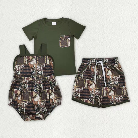 Duck deer camo top matching shorts boy summer outfit