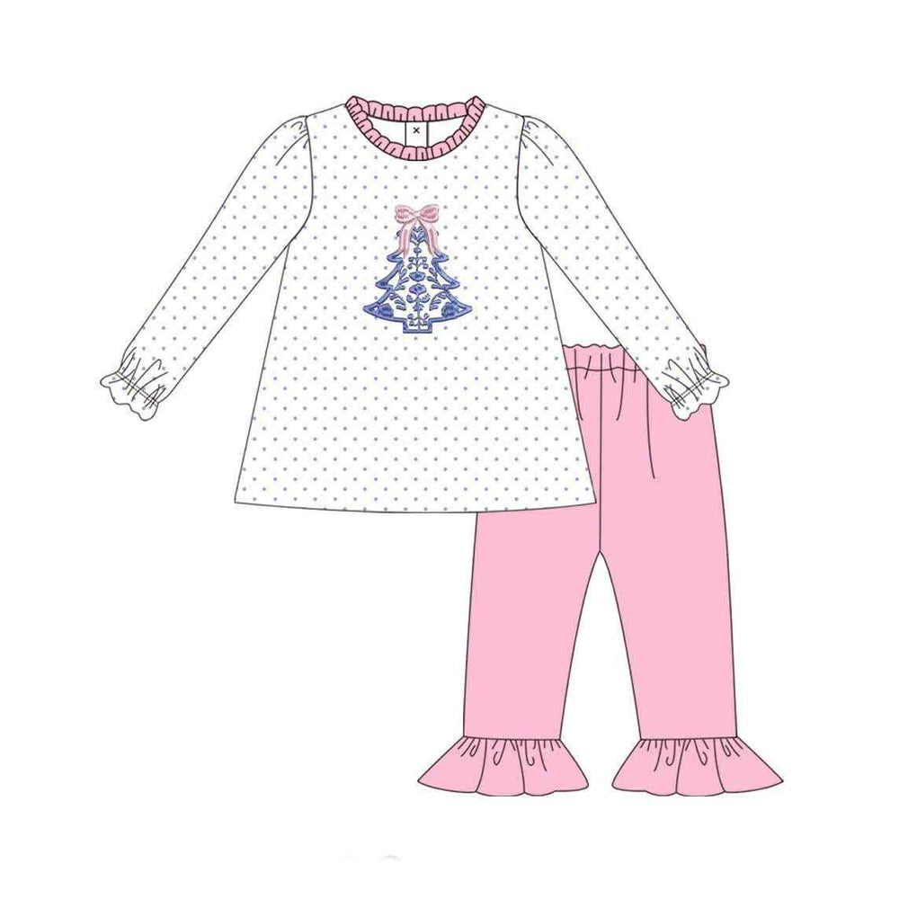 Toddle baby girls Christmas tree design fall winter clothing set