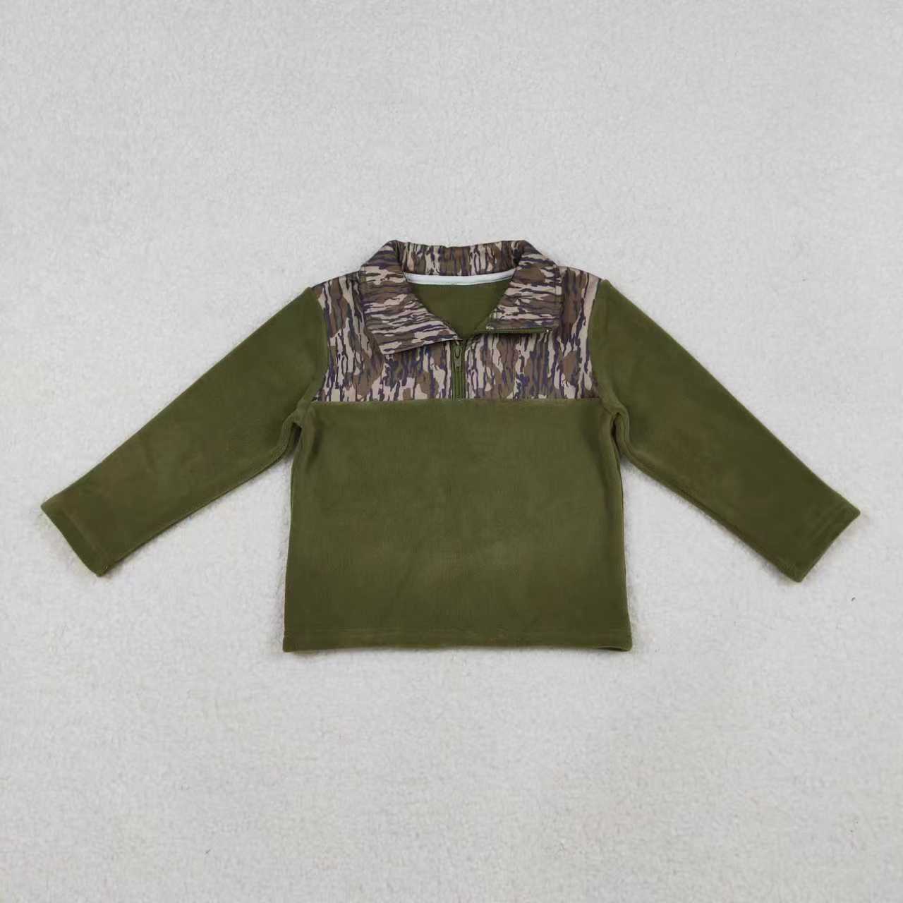 Baby boy brown camo long sleeve zip pullover top