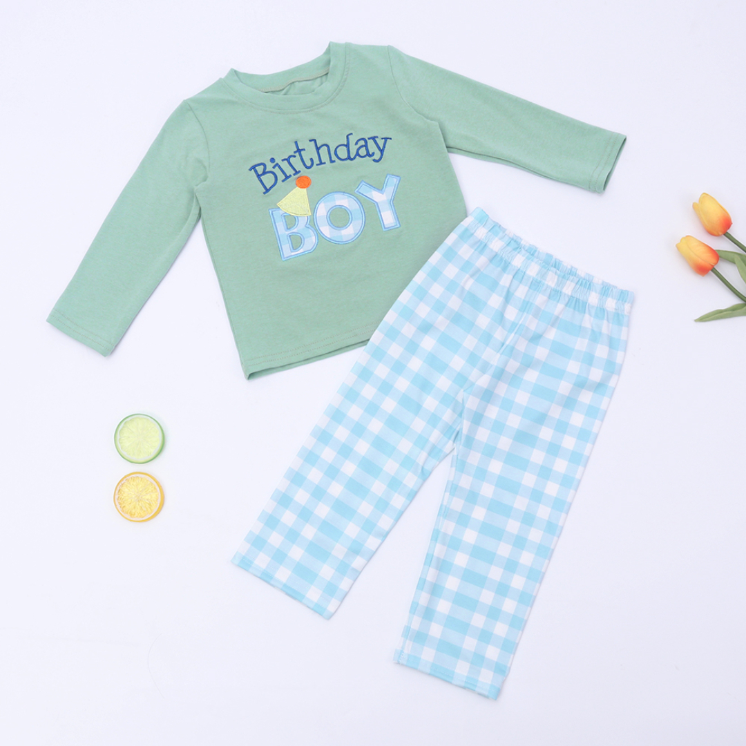 birthday baby boy wholesale long sleeve clothing set