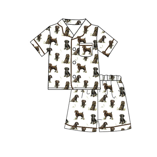 Adult man dog print short sleeve pajama set