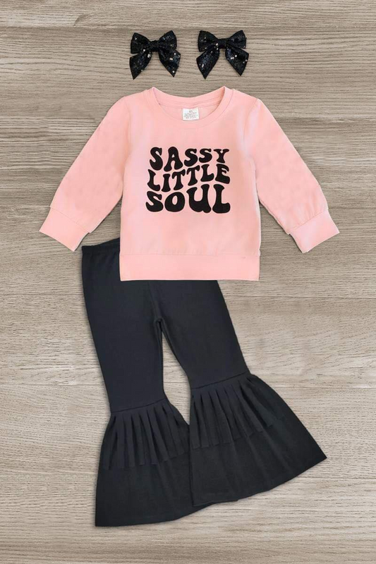 Sassy little soul top cotton tassel bell bottoms outfit