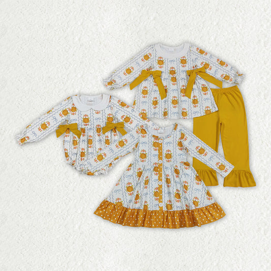 Toddle girls fall pumpkins flowers tunic top matching pants fall winter clothes