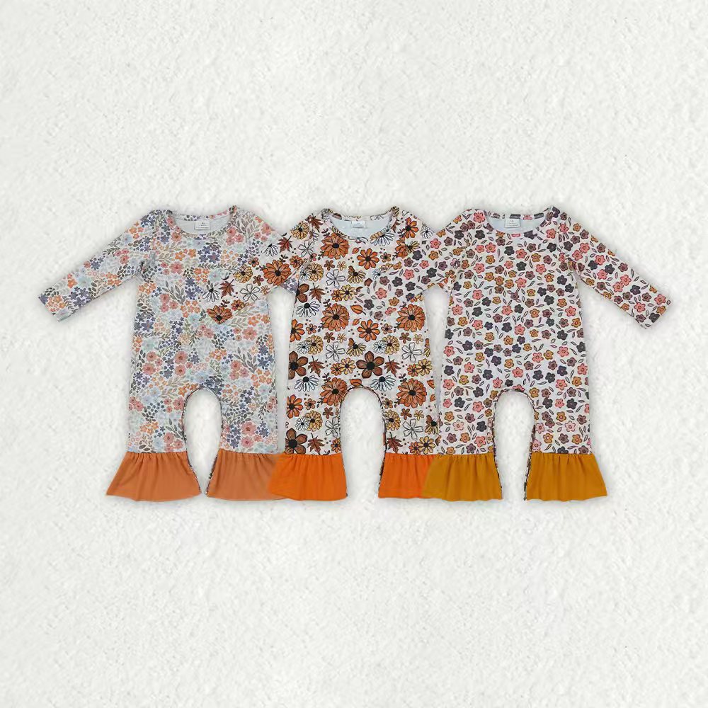 Toddle baby fall season long sleeve flowers romper