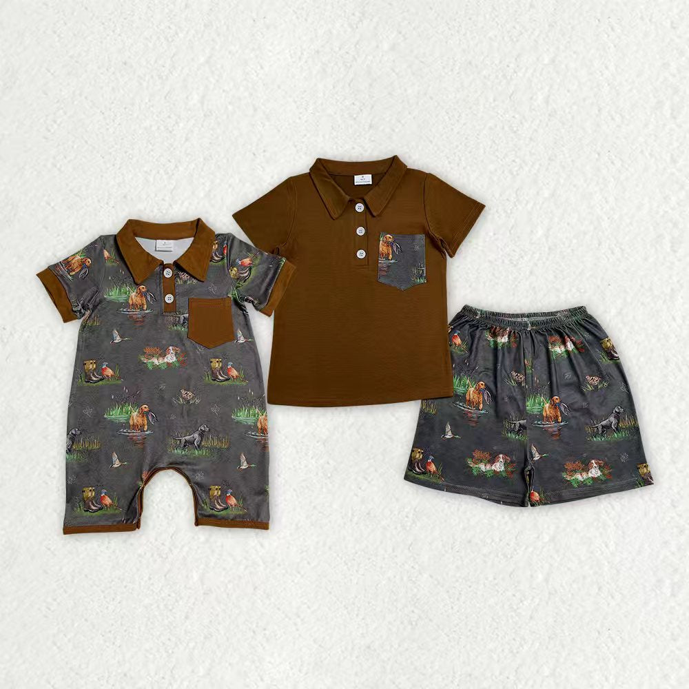 Duck dog top matching shorts toddle baby girl outfit