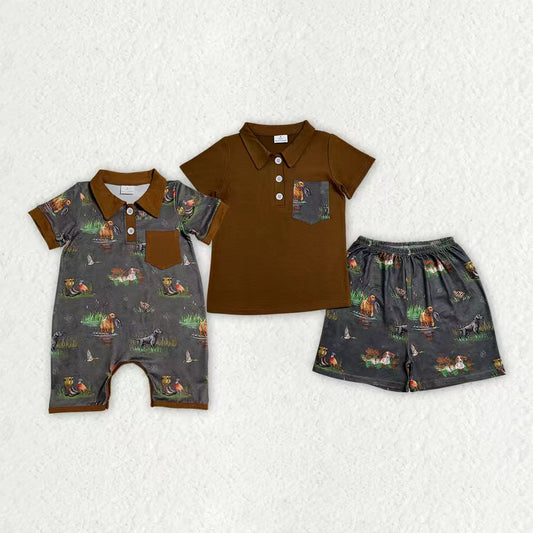 Duck dog top matching shorts toddle baby girl outfit