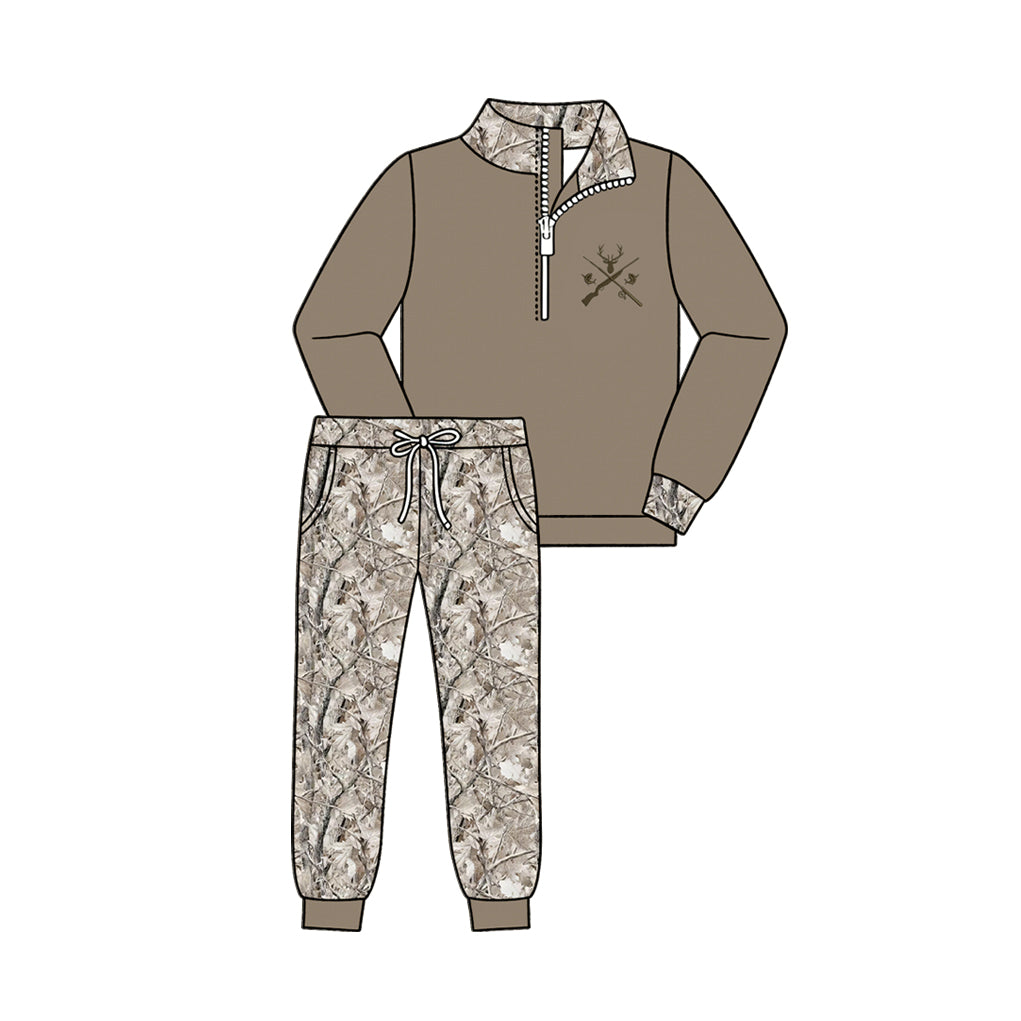 Kids long sleeve deer pullover top matching pants outfit wholesal factory price