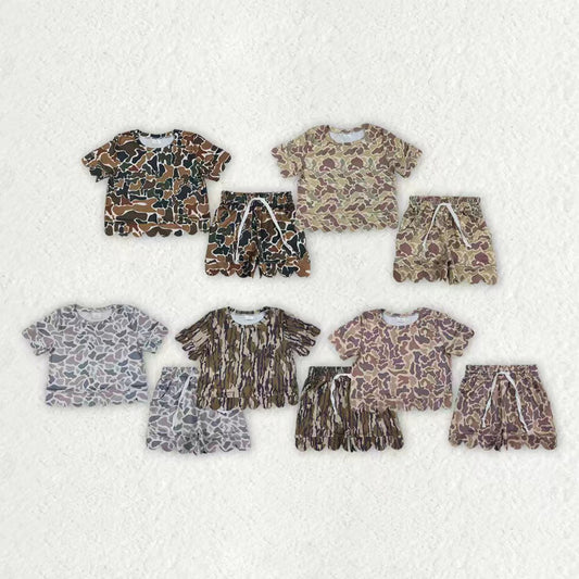 Camouflage print toddle girls summer outfit