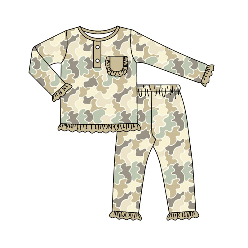 Wholesale boutique kids  baby girls camo pajama set