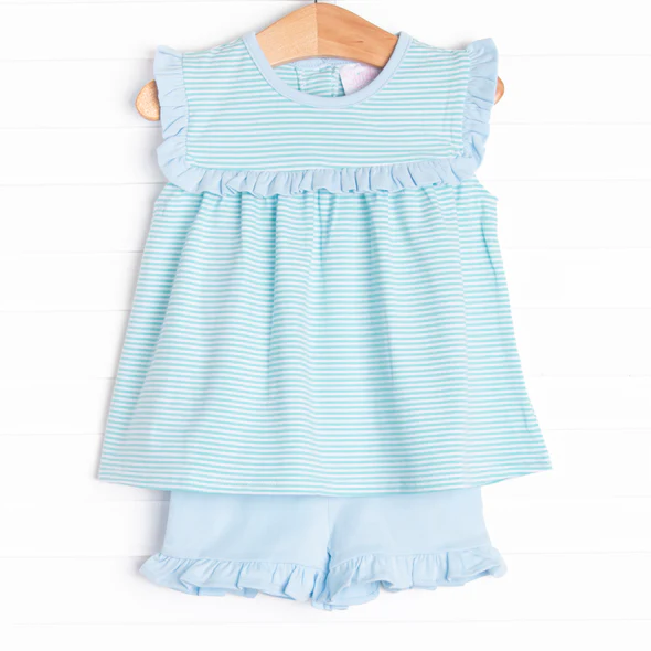 baby girl blue stripes wholesale summer clothes