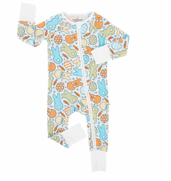 Baby boy Easter bunny long sleeve zip romper