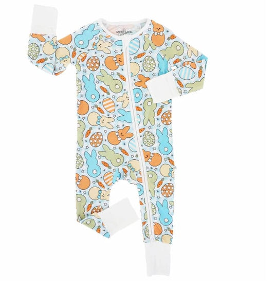 Baby boy Easter bunny long sleeve zip romper