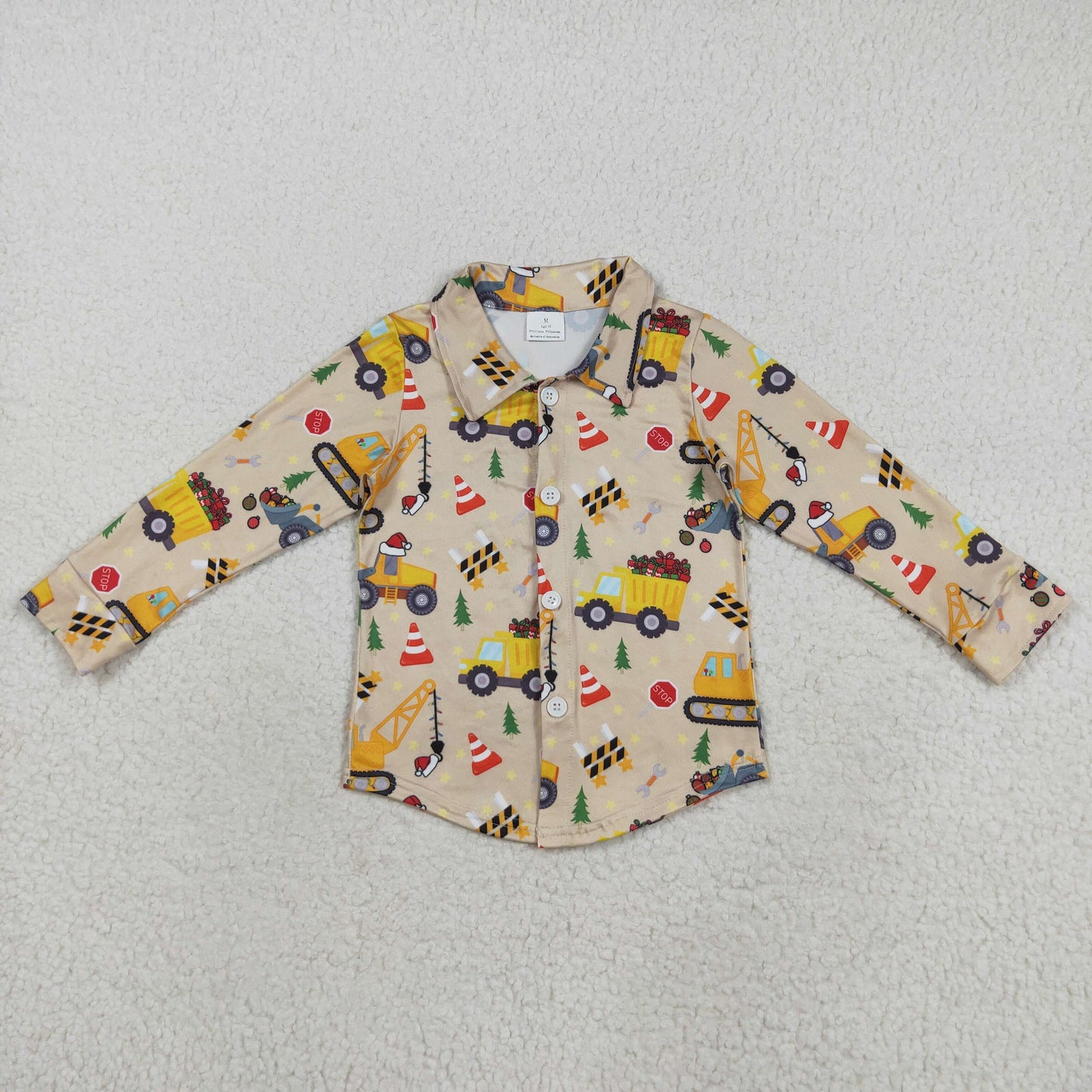 Baby boy Christmas construction long sleeve outfit