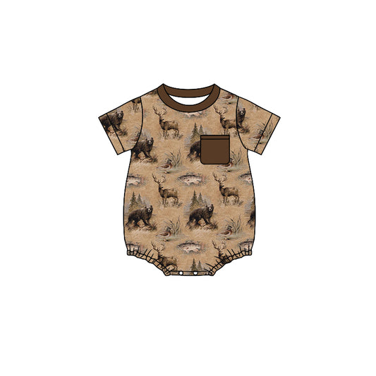 infant baby boy bear reindeer fish animal romper