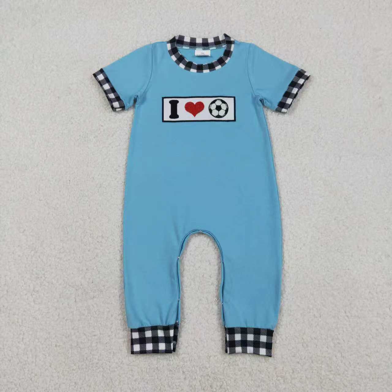 Boy embroidery I love soccer top matching pants outfit