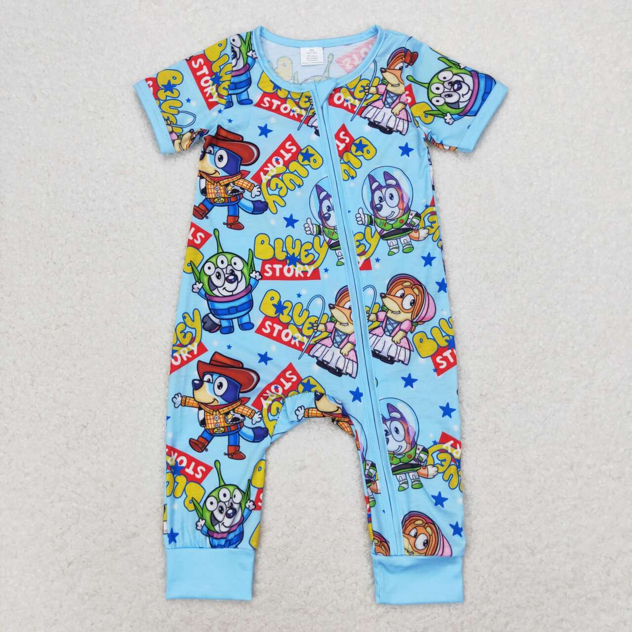 sister brother blue cartoon dog macthing clothing set