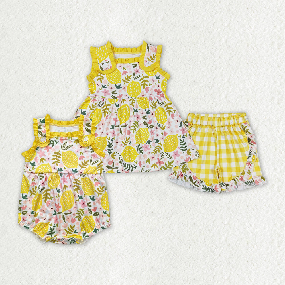 best sister lemon floral boutique clothing set girls matching sibling set